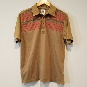 North Face brown polo with red stripes